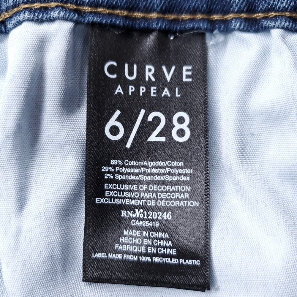 Curve Appeal High Rise Kick Flare Ankle Jeans Faded Stretch Women 6 Blue - Picture 5 of 11